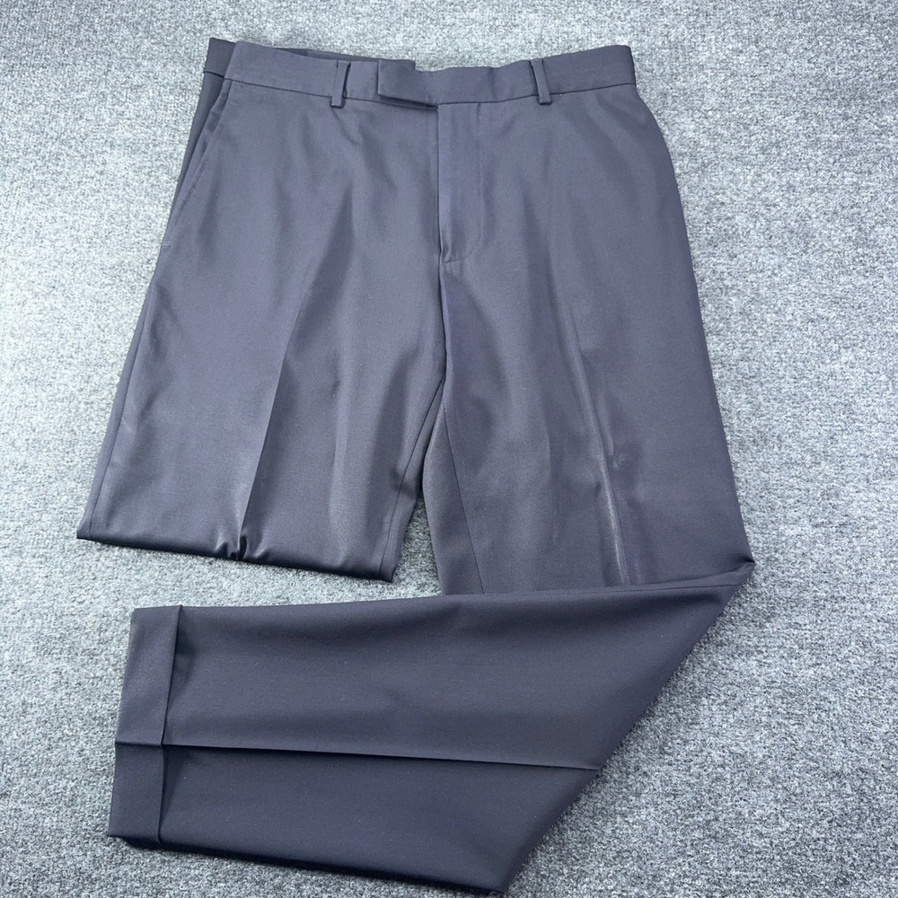 Hugo Boss James Brown US Navy Blue Dress Pants Mens 32R Straight Leg Trousers